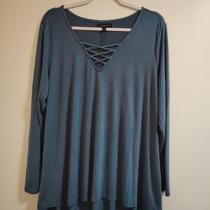Lane Bryant Blue V-Neck Women's Top